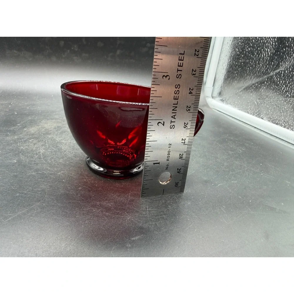 Vintage Anchor Hocking Royal Ruby Red Glass Tea Cups & Square Saucers Set of 10